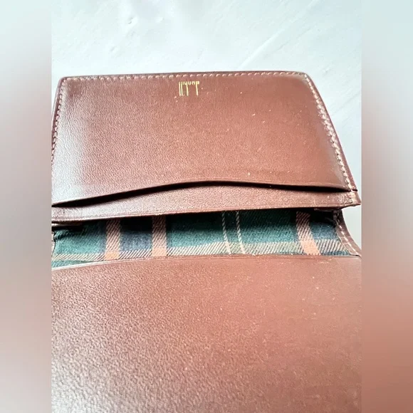 Dunhill card case business card holder brown leather and black canvas Unisex VTG